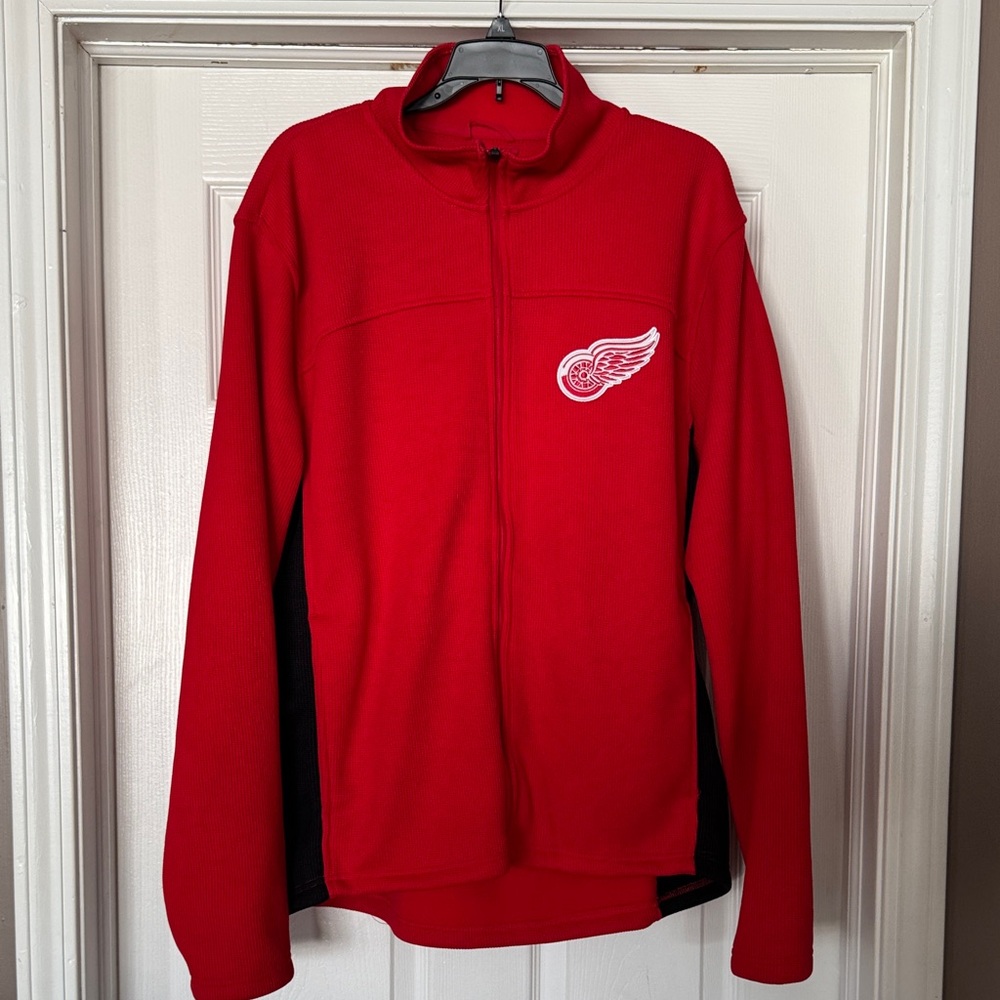 Red Zip-Up Jacket with Detroit Red Wings it’s Logo